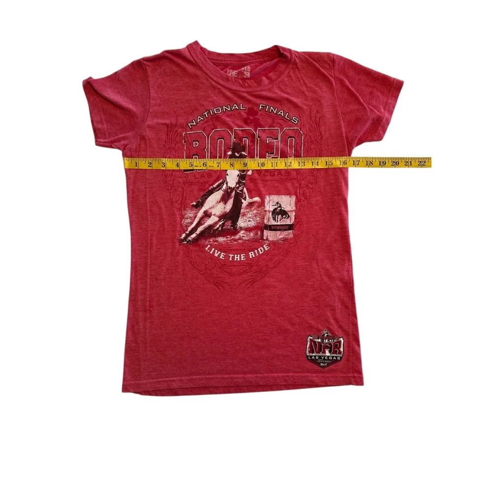 ProRodeo Gear NFR Tee Shirt Girls L Red National Finals Rodeo Vegas 2015 PRCA